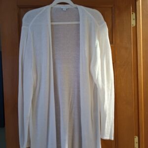JJill Women's White Open-Front Long Sweater